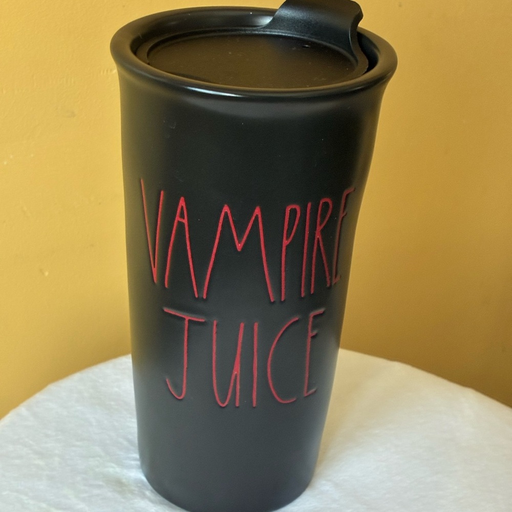 Rae Dunn Artesian Collection Black and Red Vampire Juice Heavy Weight ceramic.